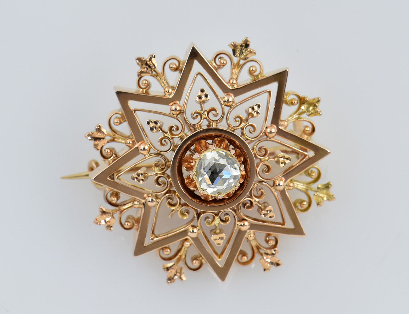 Brosche 585/000 14 K Gelbgold 1 Diamant 0,35 ct