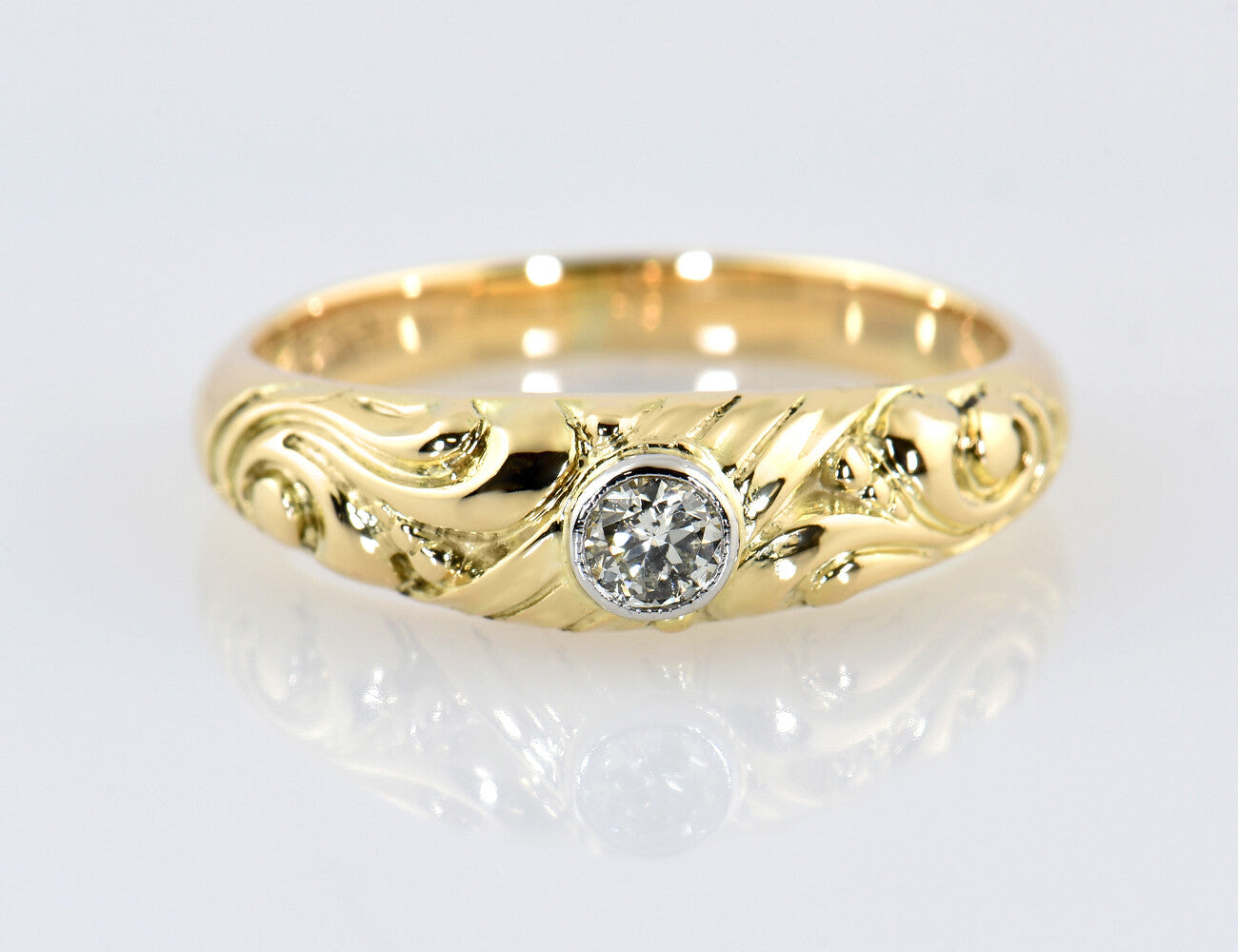 Diamant Solitär Ring 585/000 14 K Gelbgold Brillant 0,17 ct