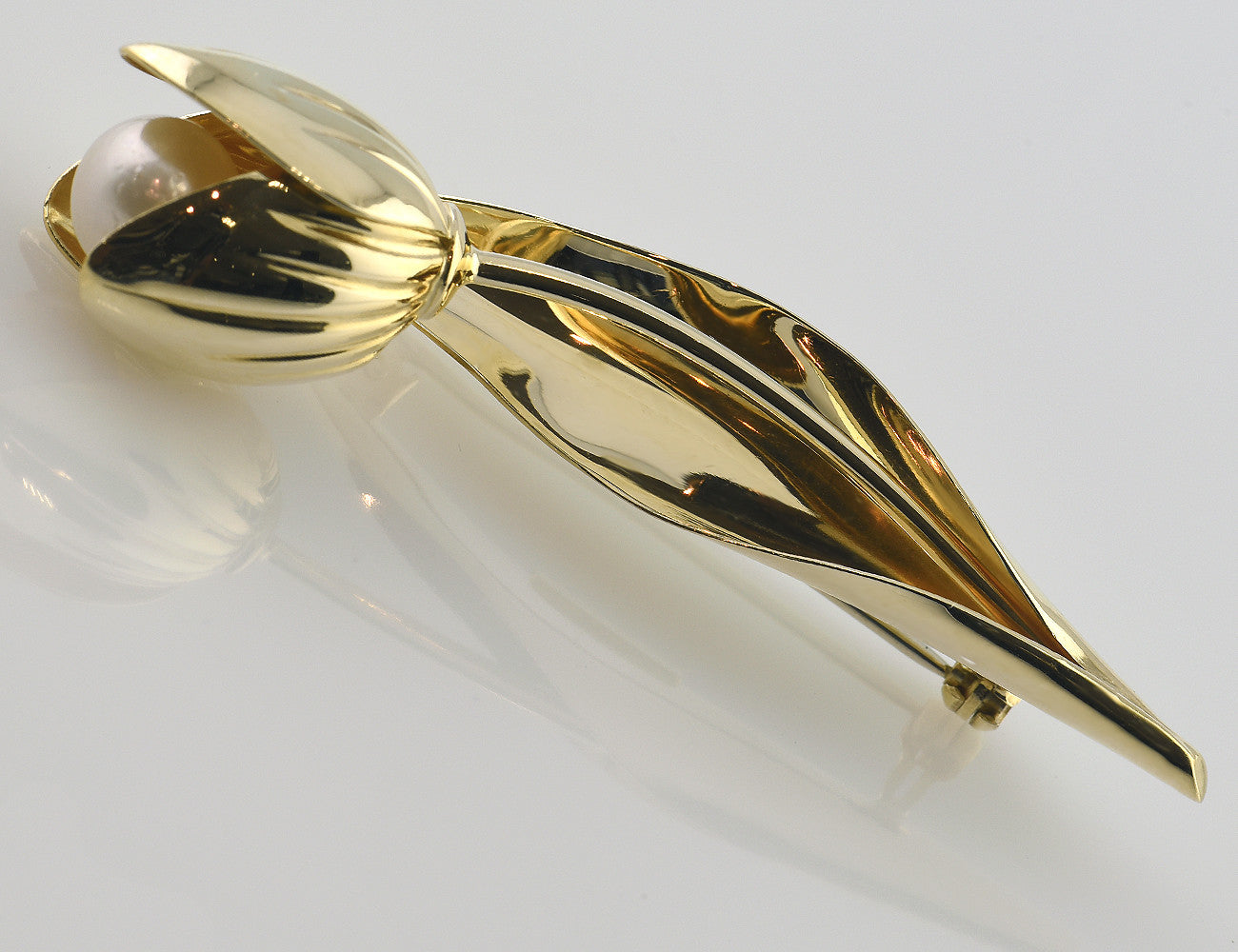 Brosche Perle 585/000 14 K Gelbgold