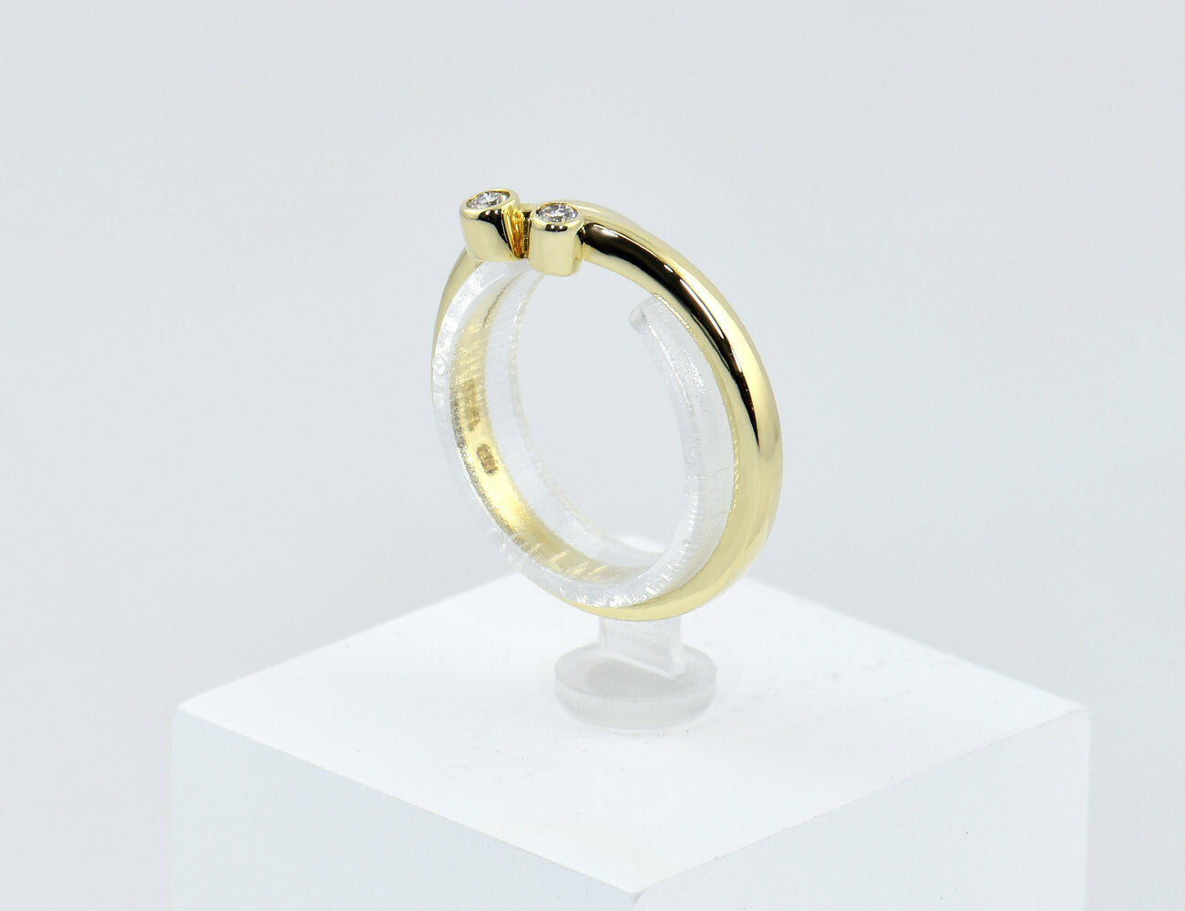 Diamant Ring 585/000 14 K Gelbgold 2 Brillanten zus. 0,06 ct