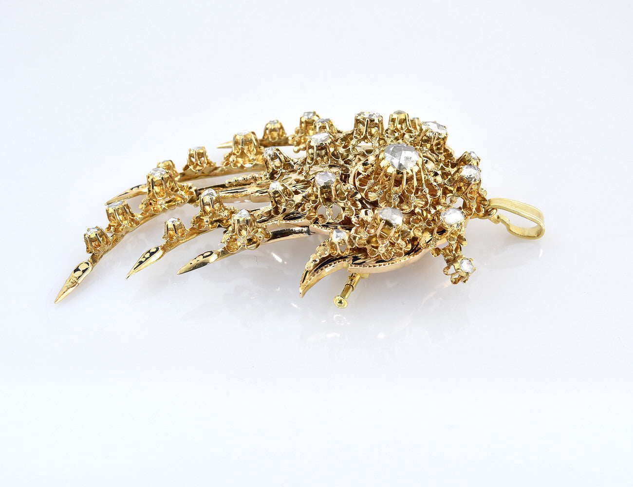 Antiker Anhänger ca. 1805-1830, 585/000 14 K Gelbgold 25 Diamanten zus. 1,75 ct