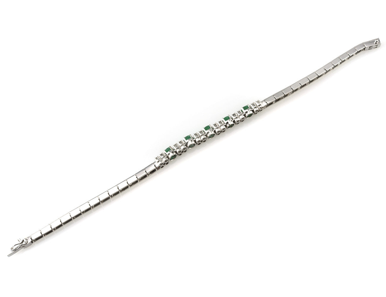 Armband 18,5 cm 750/000 18 K Weißgold / 5 Smaragde / 24 Diamanten zus. 0,50 ct