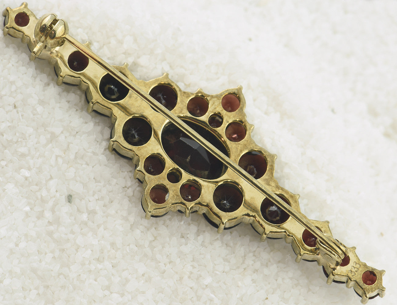 Brosche Granat 333 8 K Gelbgold
