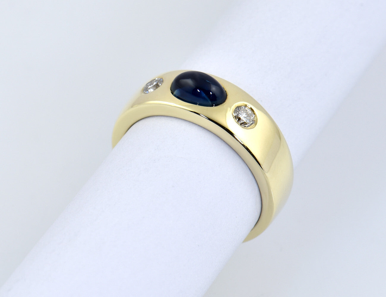 Saphir Diamant Ring 585/000 14 K Gelbgold 2 Brillanten zus. 0,12 ct