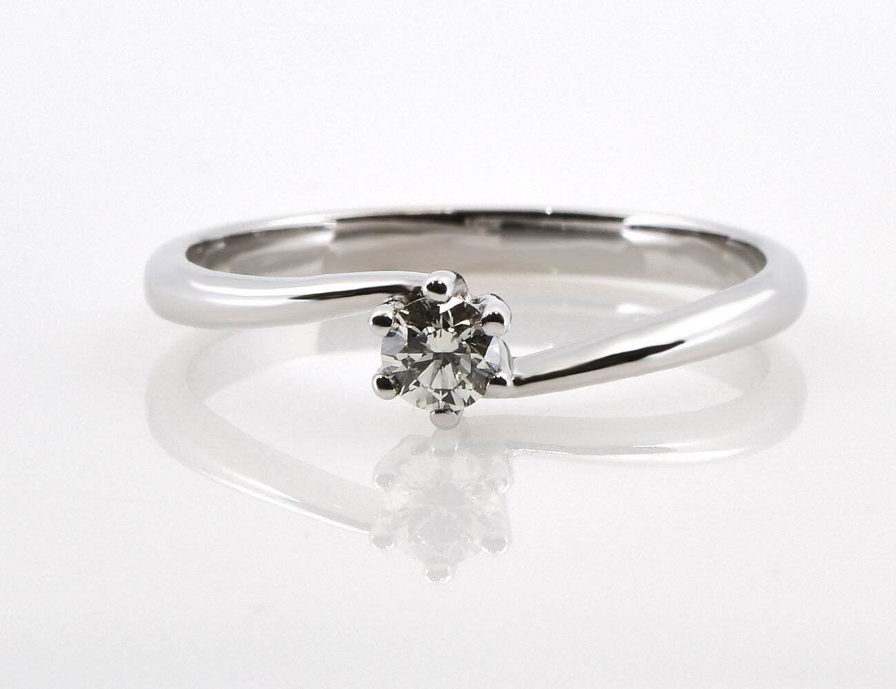 Solitär Diamant Ring 585/000 14 K Weißgold Brillant 0,16 ct