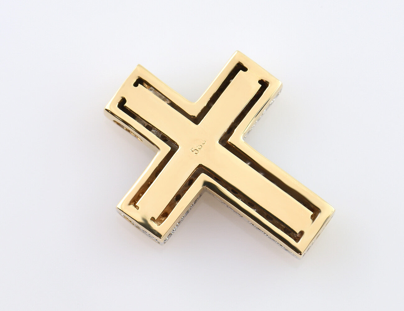 Anhänger Kreuz 585/000 14 K Gelbgold 47 Diamanten zus. 0,75 ct