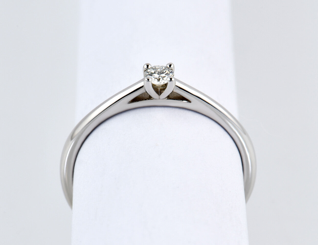 Solitär Diamant Ring 585/000 14 K Weißgold Brillant 0,10 ct