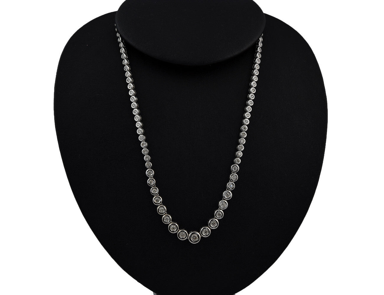 Tennis Kette 750/000 18 K Weißgold, 91 Brillanten zus. 3,50 ct, Kette 43 cm