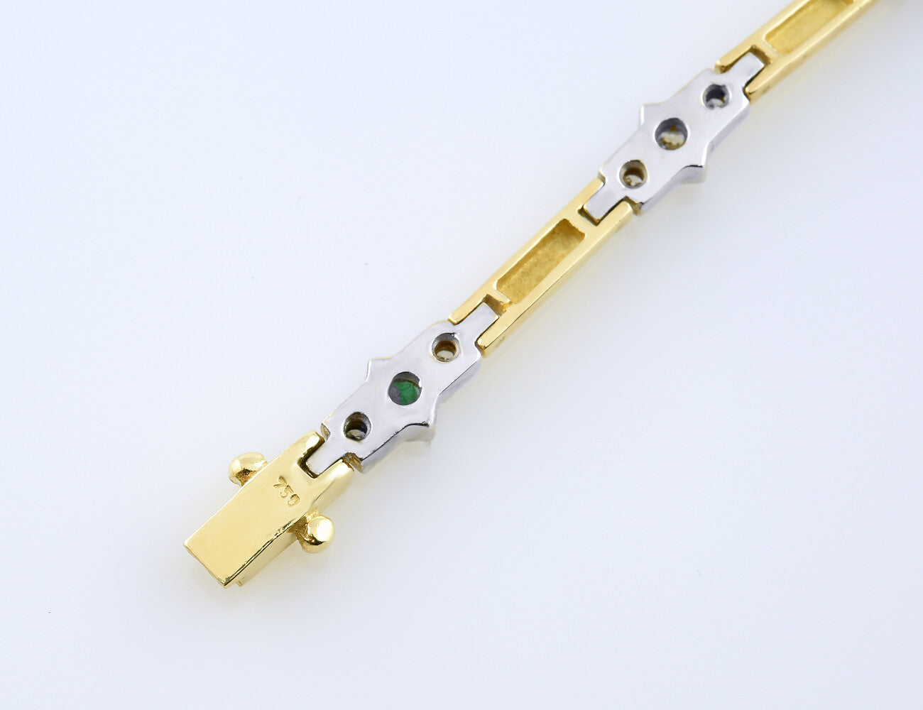 Armband Rubin, Saphir, Smaragd 18,5 cm 750 Gelbgold  18 Brillanten zus. 0,45 ct