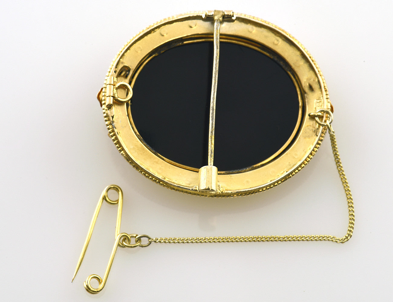 Brosche Onyxgemme 585/000 14 K Gelbgold