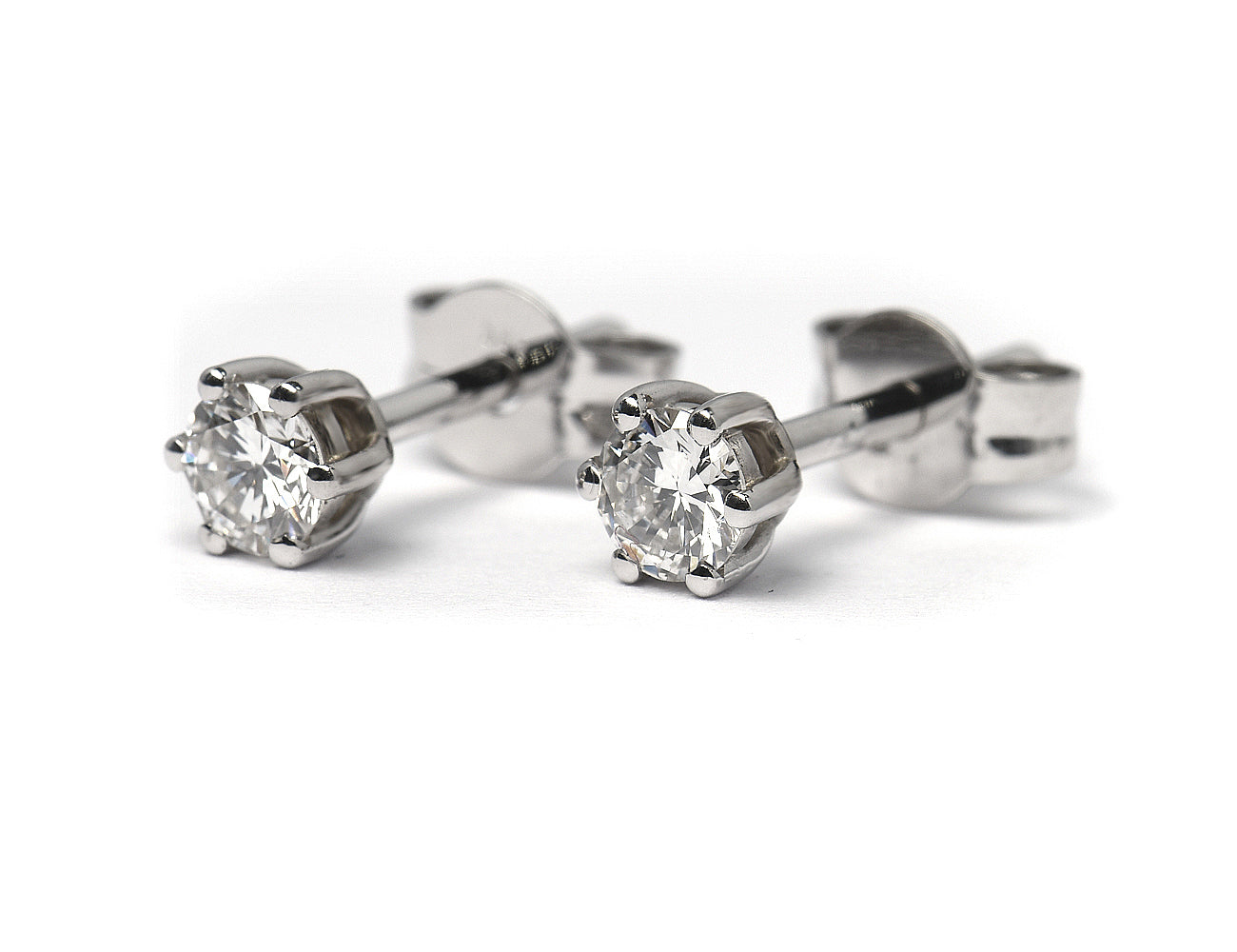 Solitär Brillant Ohrstecker Ohrringe 585 14K Weißgold, 2 Diamanten zus. 0,358 ct