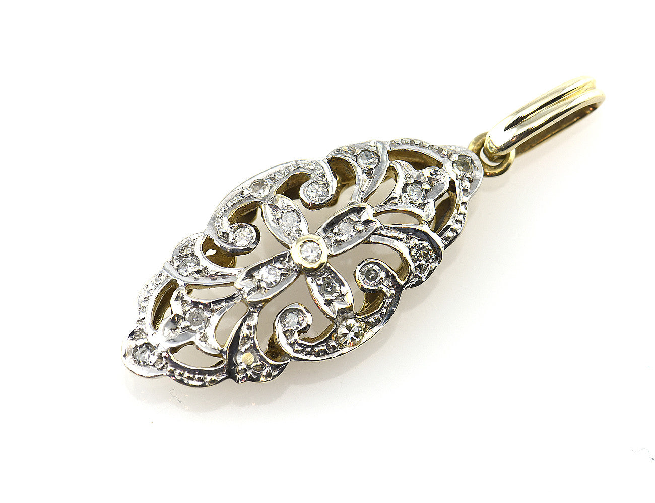Diamant Anhänger 333 8 K Gelb/Weißgold 19 Diamanten zus. 0,20ct
