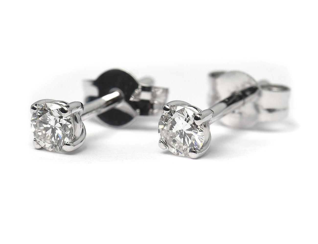 Solitär Brillant Ohrstecker Ohrringe 585 14K Weißgold, 2 Diamanten zus. 0,367 ct