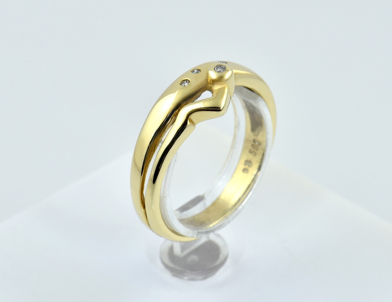 Diamant Ring 585/000 14 K Gelbgold 5 Brillanten zus. 0,03 ct