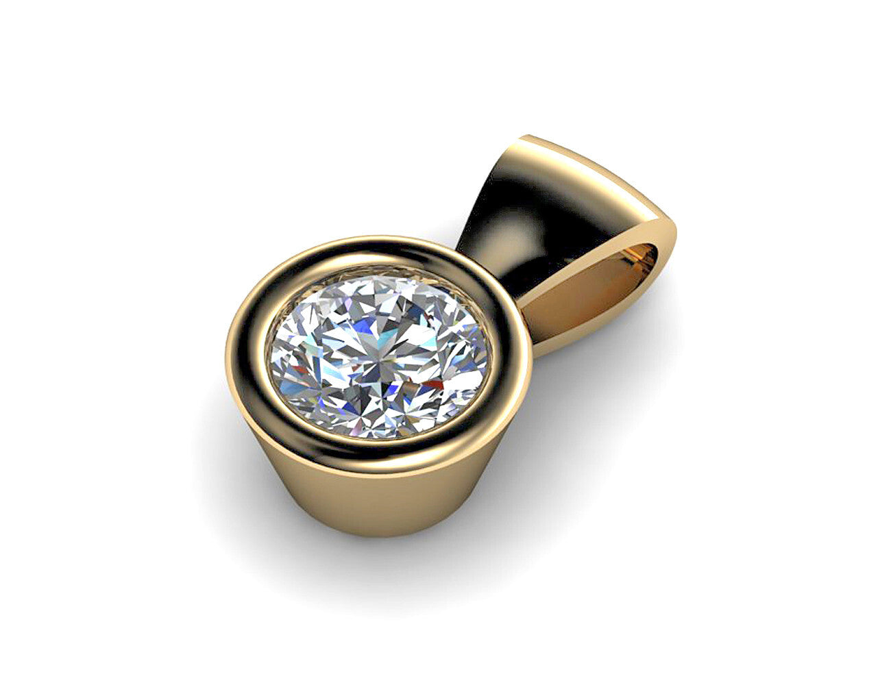 Diamant Solitär Anhänger 585/000 14 K Gelbgold 1 Brillant  0,12 ct