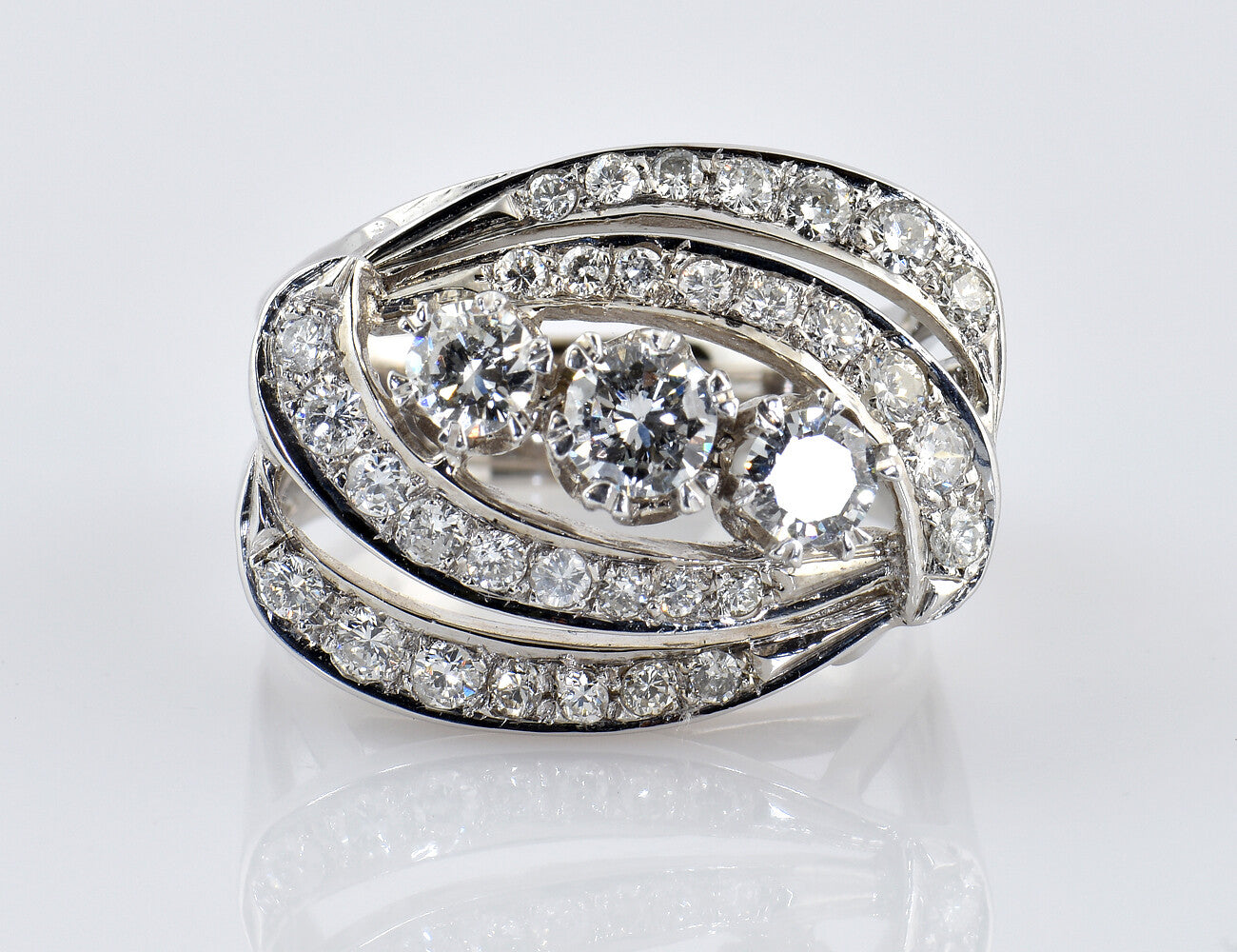 Diamant Ring 585/000 14 K Weißgold 35 Diamanten zus. 1,50 ct