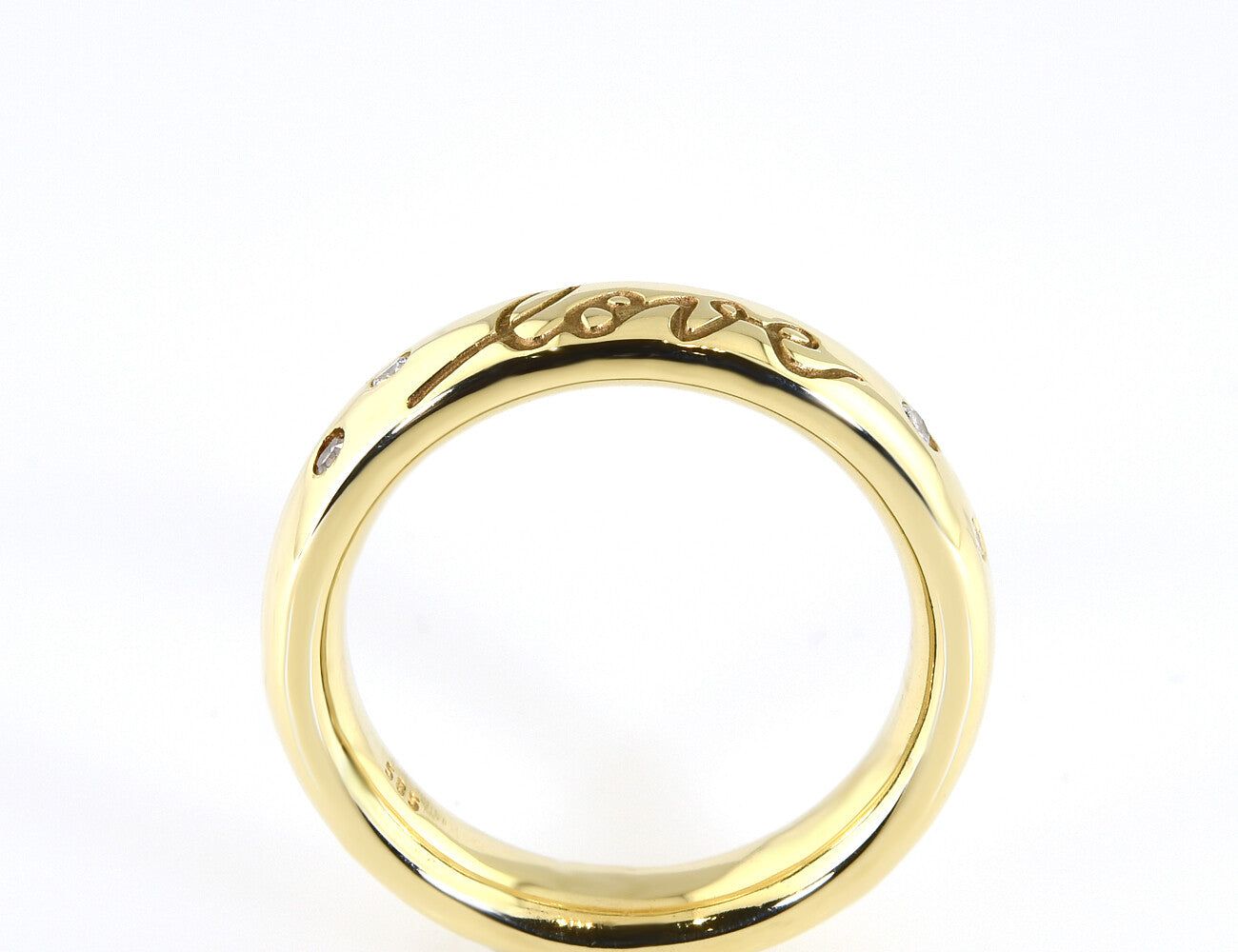 Diamant Ring "love" 585/000 14 K Gelbgold 4 Brillanten zus. 0,08 ct