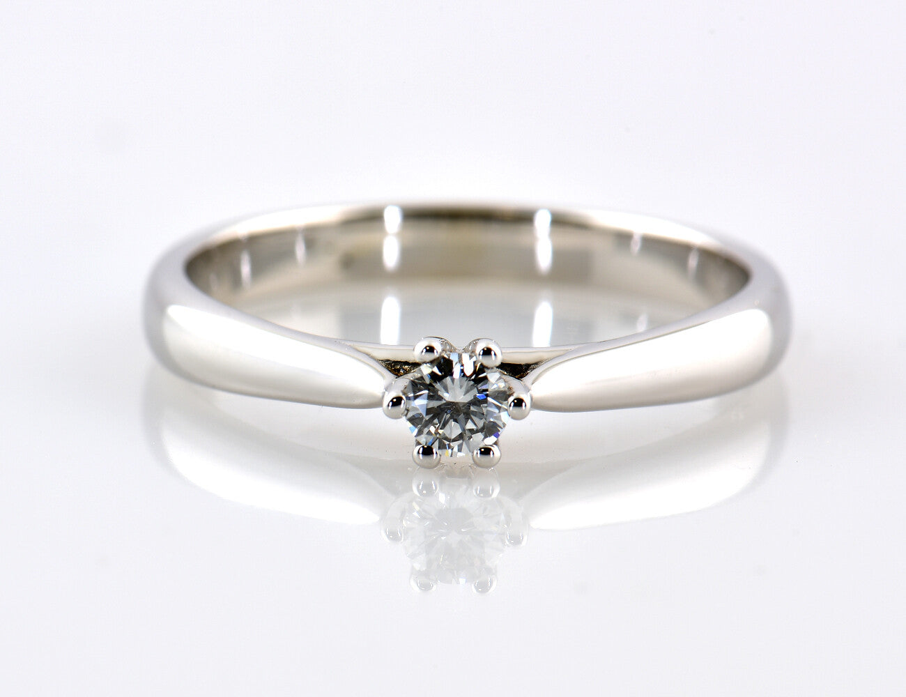Solitär Diamant Ring 585/000 14 K Weißgold Brillant 0,14 ct