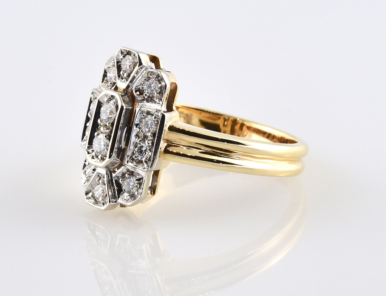 Diamant Ring 585/000 14 K Gelbgold 12 Brillanten zus. 0,40 ct