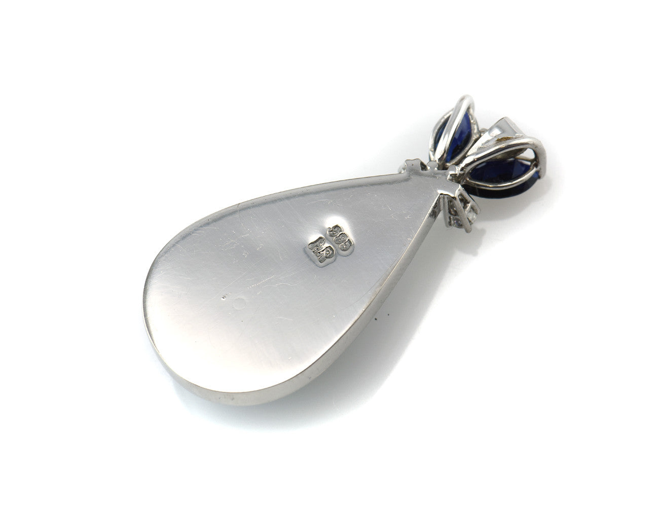 Anhänger Mabe´perle 585/000 14 K Weißgold/ Saphir / 3 Diamanten zus. 0,10ct