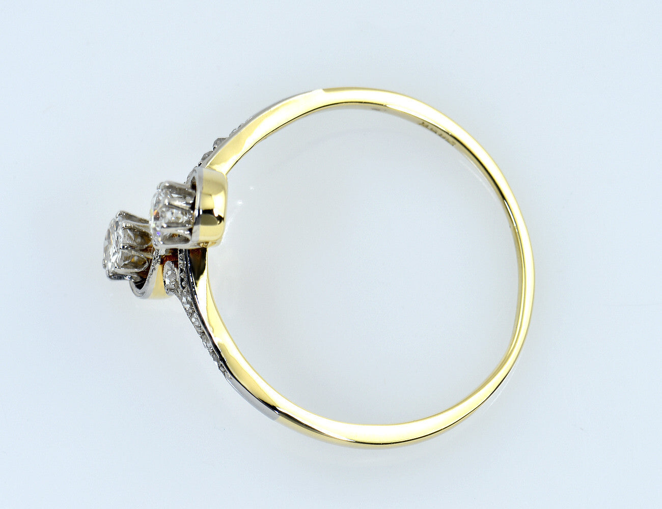 Art Deco Ring 585/000 14 K Gelbgold 13 Diamanten zus. 0,38 ct