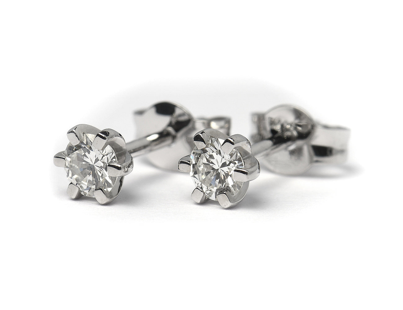 Solitär Brillant Ohrstecker Ohrringe 585 14K Weißgold, 2 Diamanten zus. 0,408 ct