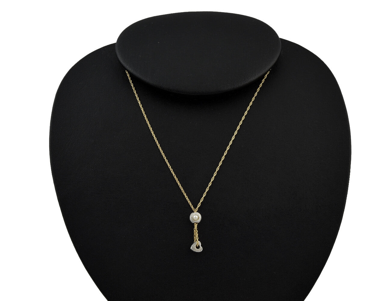 Kette 585/000 14 K Gelbgold Collier mit Perle, 40 cm lang