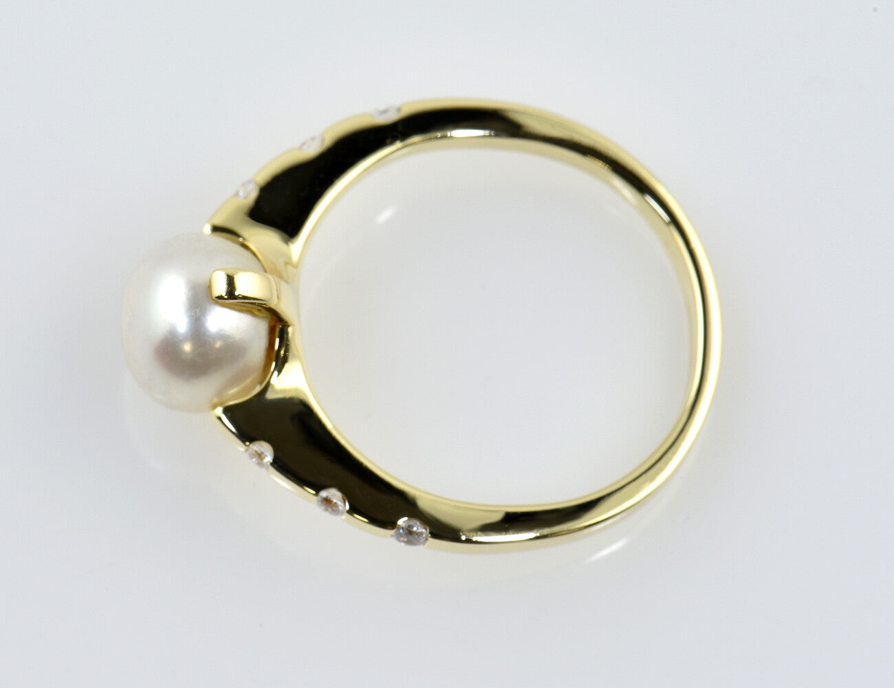 Ring Zuchtperle 585/000 14 K Gelbgold Zirkonia