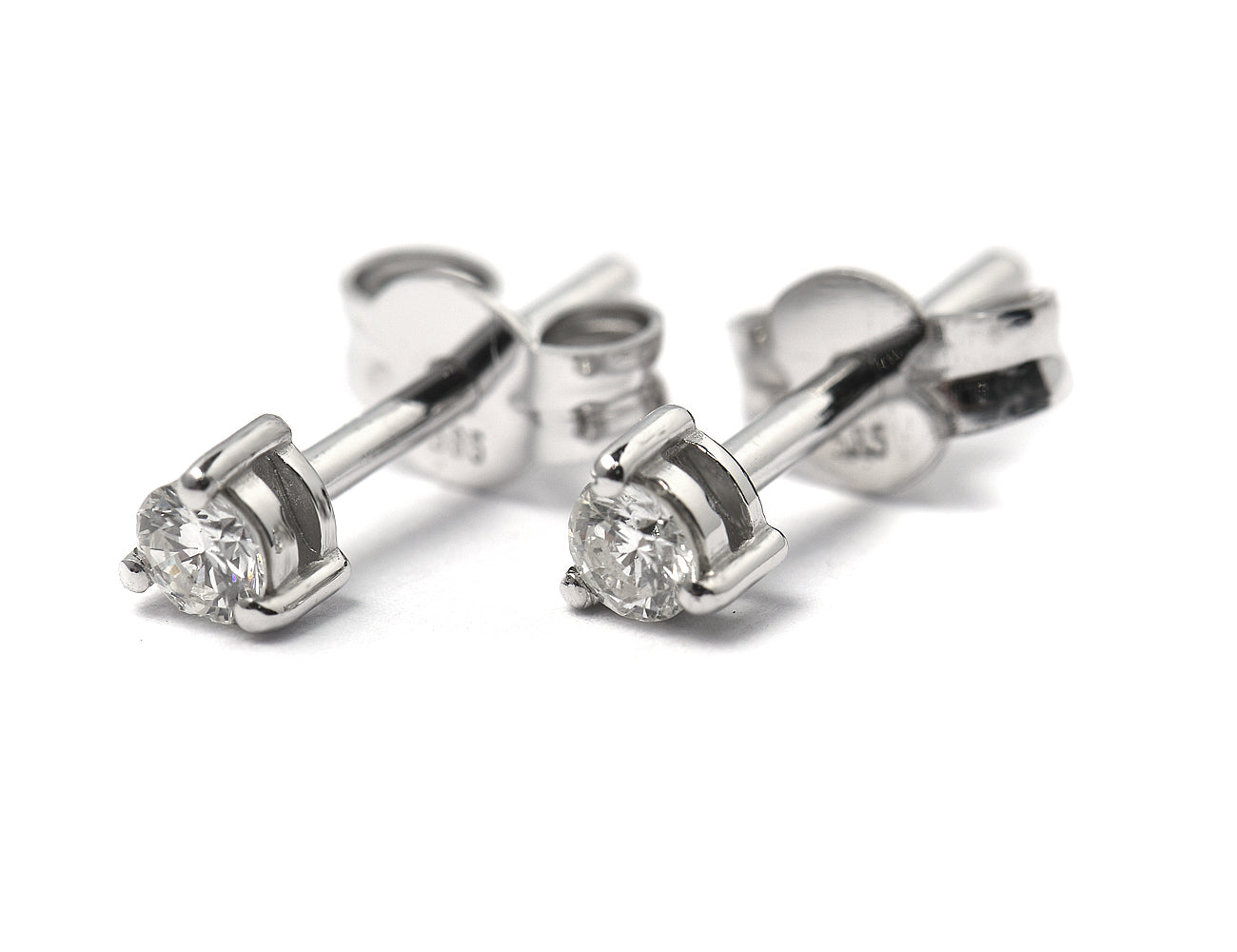 Solitär Brillant Ohrstecker Ohrringe 585 14 K Weißgold, 2 Diamanten zus. 0,16 ct
