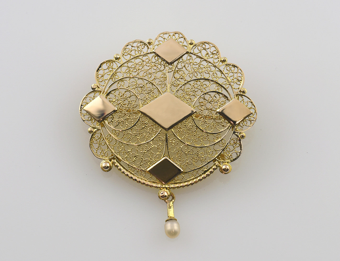 Brosche Zuchtperle 585 14 K Gelbgold