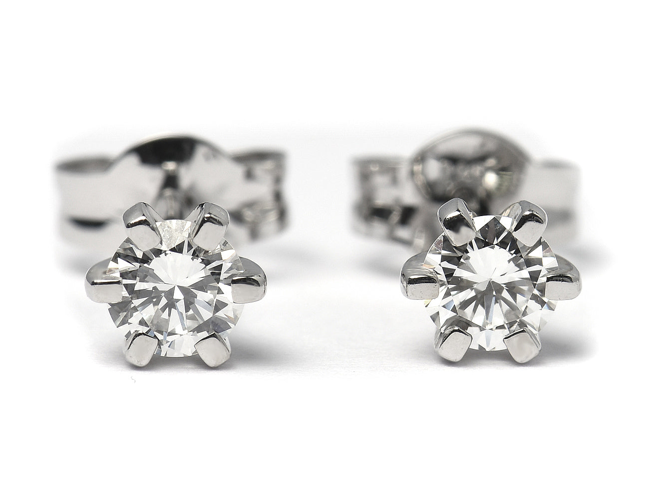 Solitär Brillant Ohrstecker Ohrringe 585 14K Weißgold, 2 Diamanten zus. 0,408 ct