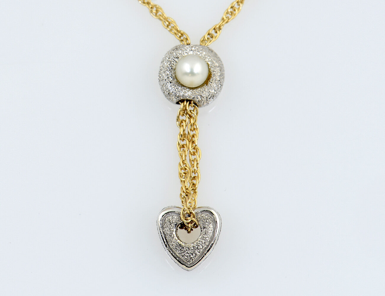 Kette 585/000 14 K Gelbgold Collier mit Perle, 40 cm lang