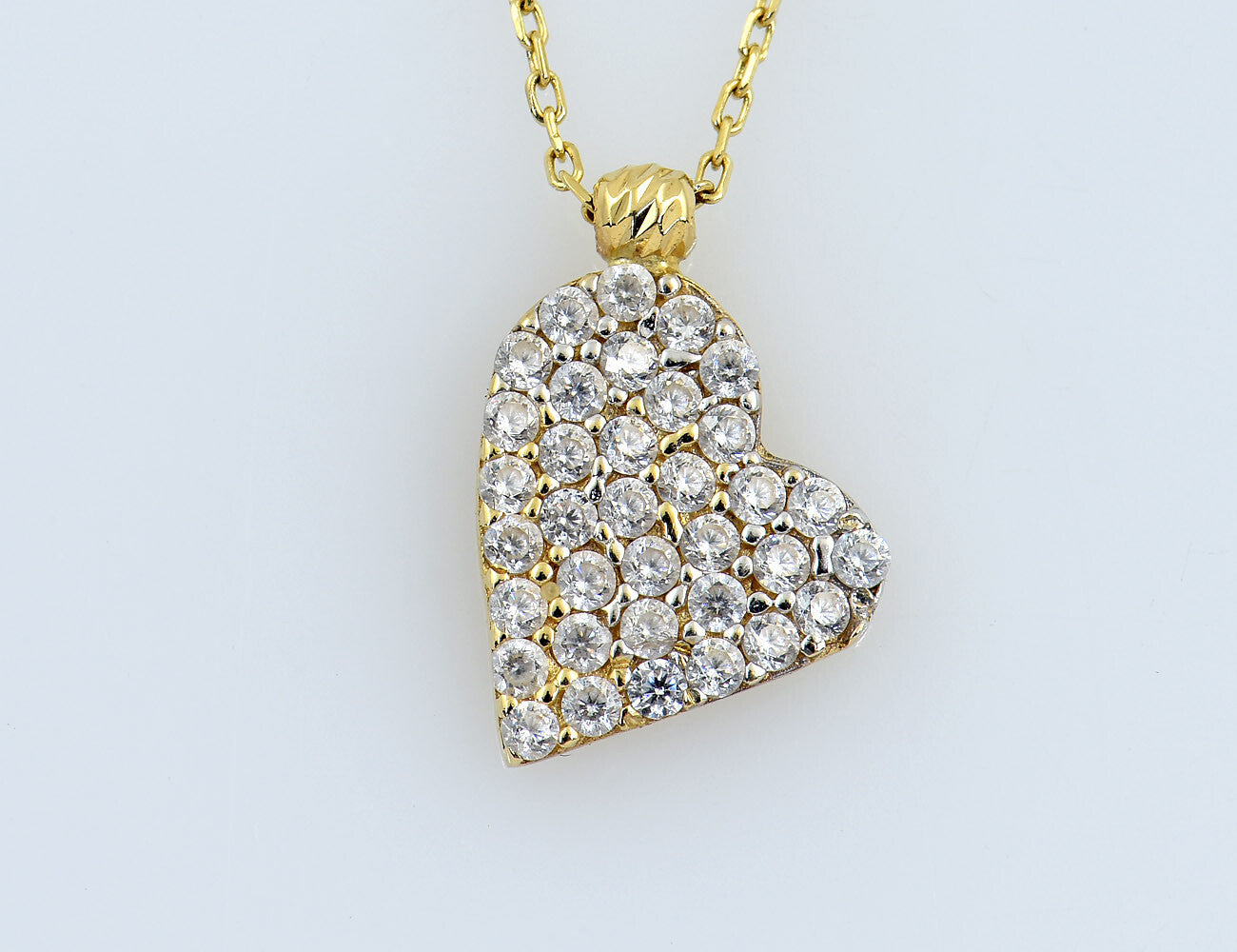 Anhänger Herz mit Kette 585/000 14 K Gelbgold Zirkonia 44 cm