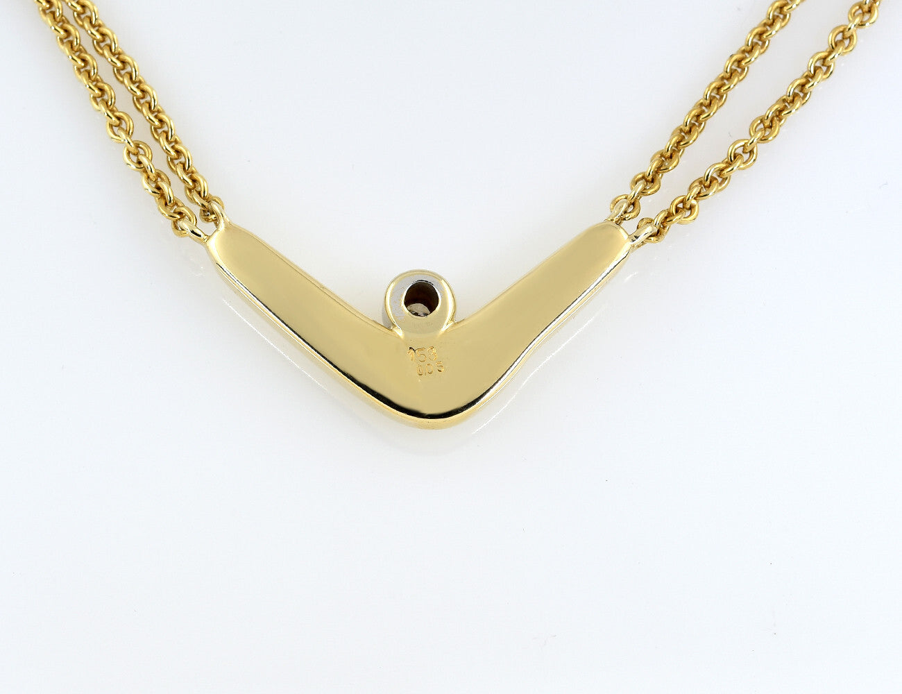 Kette 585/000 14 K Gelbgold Collier 1 Brillant 0,05 ct, 43,5 cm lang