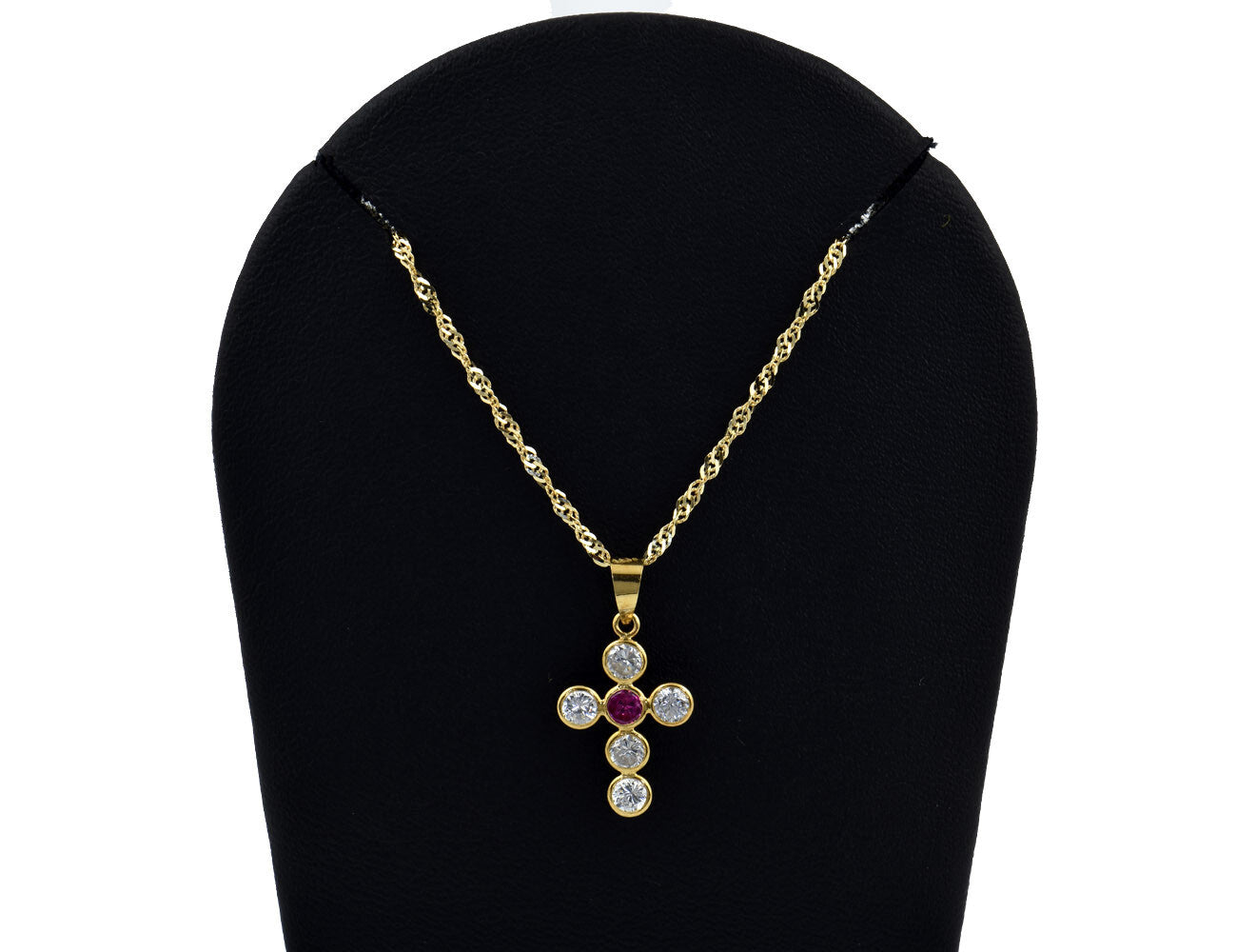 Anhänger Kreuz mit Kette 750/000 18 K Gelbgold Zirkonia 44 cm