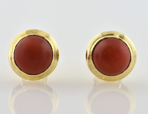 Ohrstecker Koralle 750/000 18 K Gelbgold Schraubverschluss