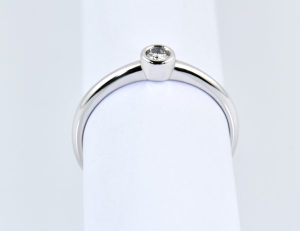 Solitär Diamant Ring 585/000 14 K Weißgold Brillant 0,09 ct