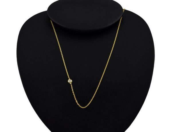 Kette 585/000 14 K Gelbgold  1 Brillant 0,10 ct, 98 cm lang