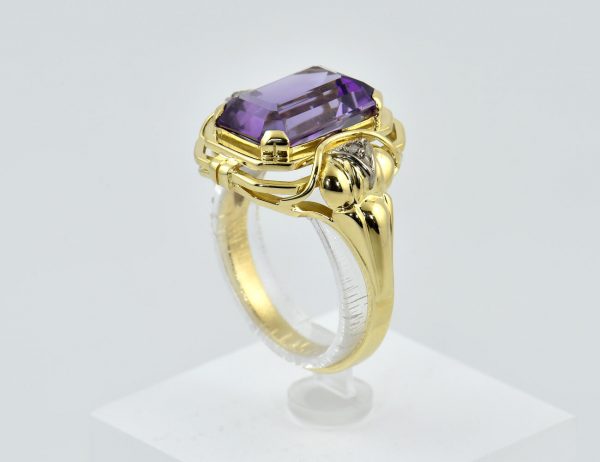 Ring Amethyst 585/000 14 K Gelbgold 2 Diamanten zus. 0,03 ct