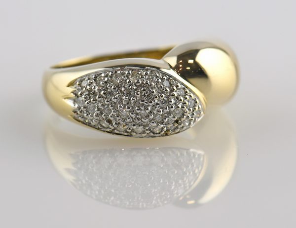 Bague en diamant, or jaune 585 14 carats, 27 brillants totalisant 0,50 ct