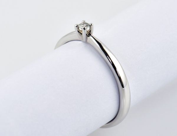 Solitär Diamant Ring 585/000 14 K Weißgold Brillant 0,05 ct