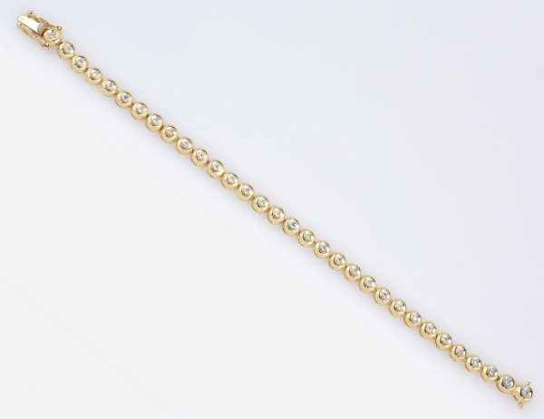 Tennis Armband 585/000 14 K Gelbgold 32 Brillanten zus. 0,32 ct, 17 cm