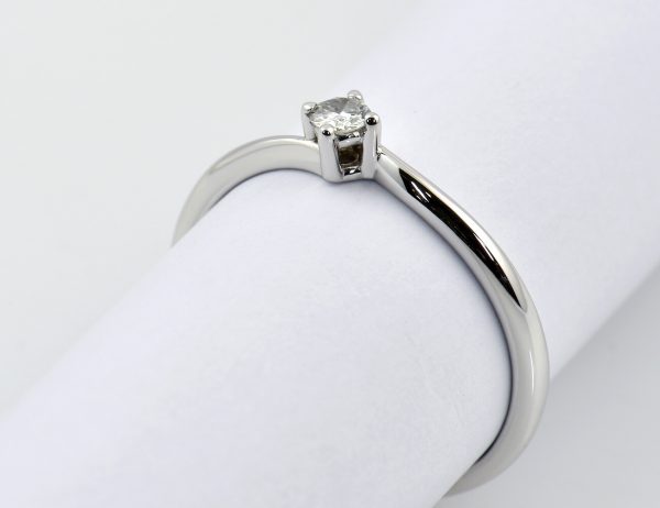 Solitär Diamant Ring 585/000 14 K Weißgold Brillant 0,10 ct