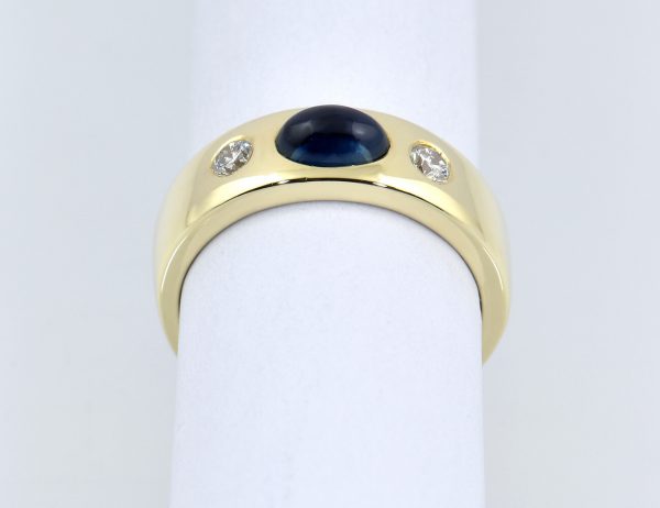 Saphir Diamant Ring 585/000 14 K Gelbgold 2 Brillanten zus. 0,12 ct