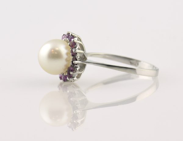 Ring Akoyaperle Rubin 750/000 18 K Weißgold