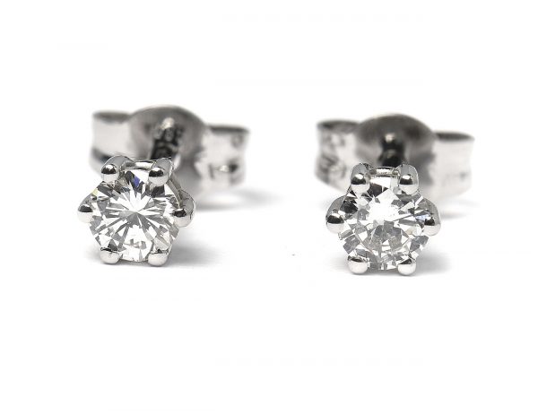 Solitär Brillant Ohrstecker Ohrringe 585 14K Weißgold, 2 Diamanten zus. 0,358 ct