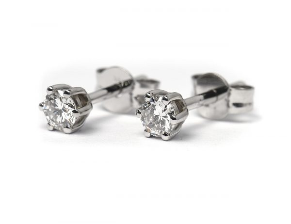 Solitär Brillant Ohrstecker Ohrringe 585 14K Weißgold, 2 Diamanten zus. 0,358 ct