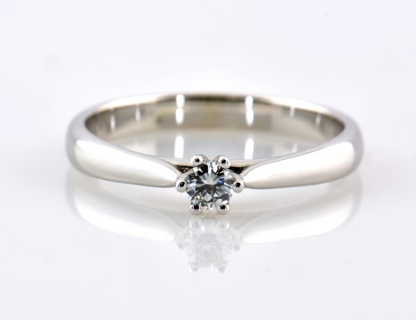Solitär Diamant Ring 585/000 14 K Weißgold Brillant 0,14 ct