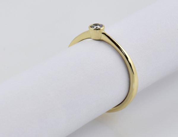 Bague solitaire en or jaune 585/000 14 carats, diamant taille brillant de 0,15 ct