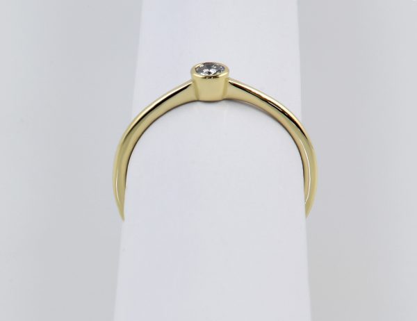 Bague solitaire en or jaune 585/000 14 carats, diamant taille brillant de 0,15 ct